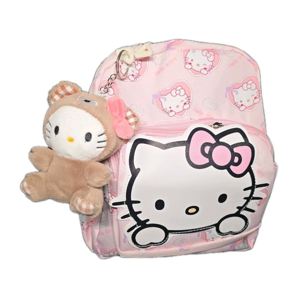 Hello Kitty Mini Backpack Purse 10 Inch, With Backpack Charm
